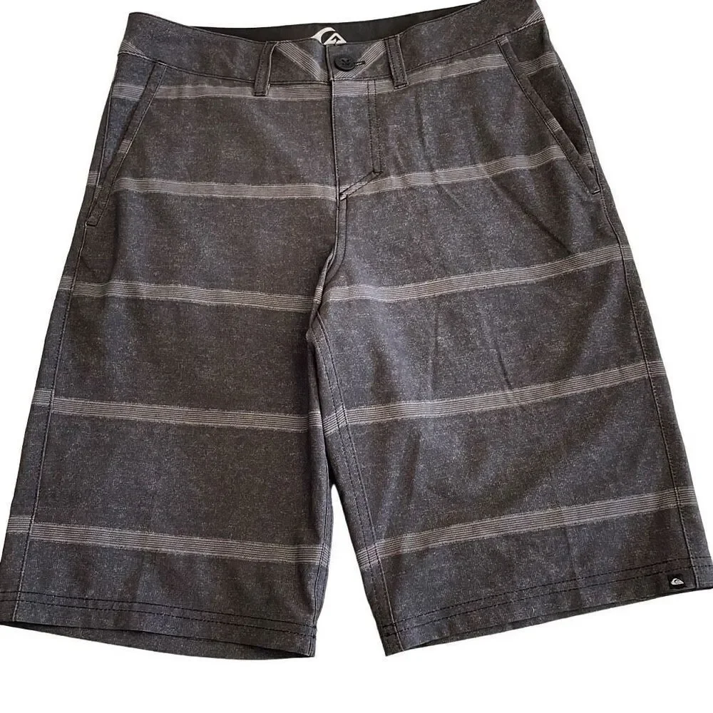NWOT Quiksilver Charcoal Gray Stripe Amphibian Board Shorts Swim Trunks - Size 2